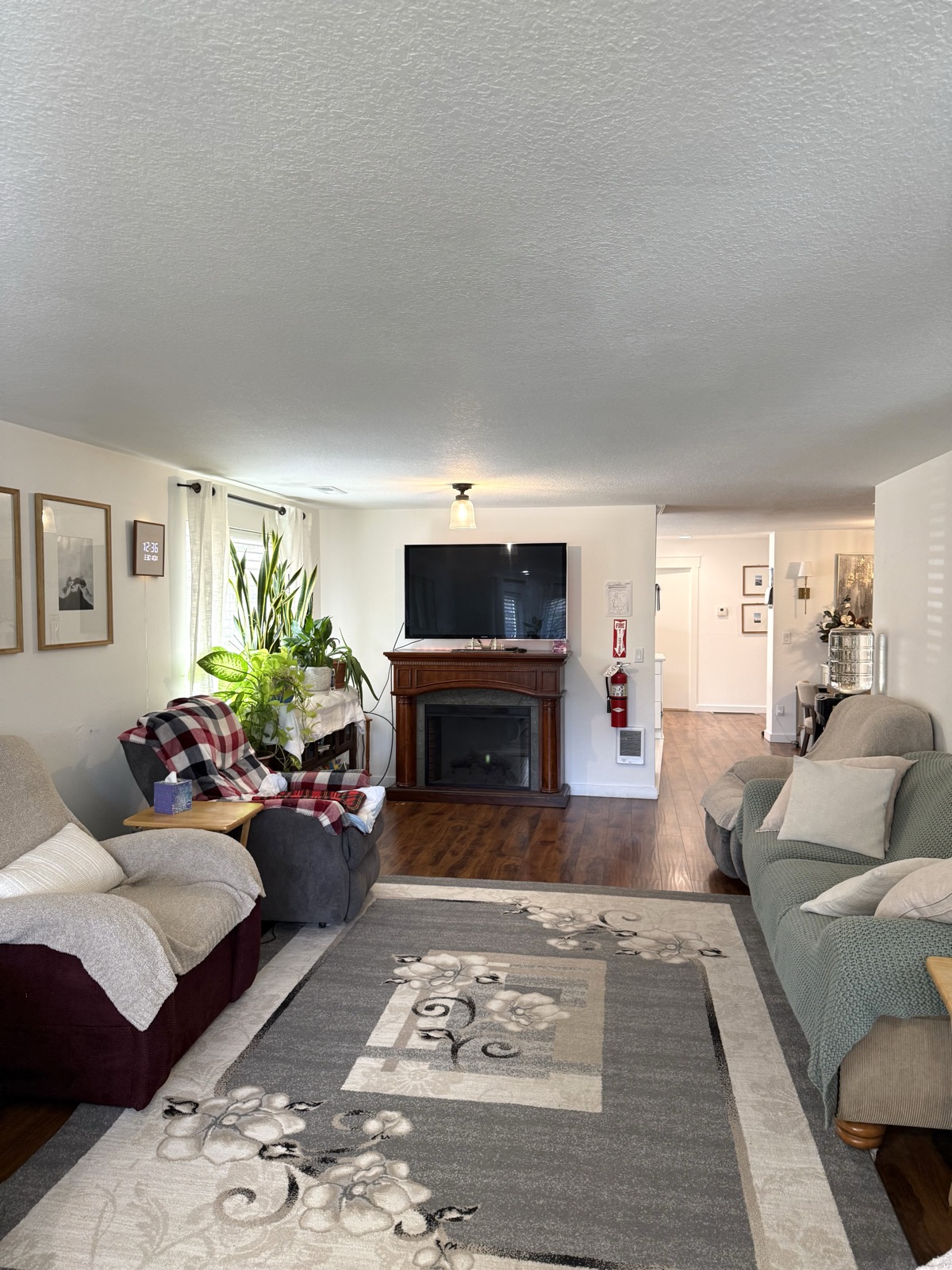 Living room with fireplace at Life Care Adult Family Home in Vancouver, WA